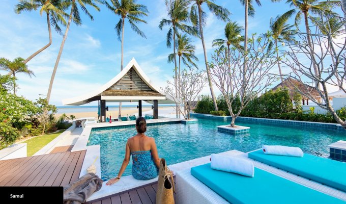 Thailande Location Vacances Villa Koh Samui en bord de mer avec piscine privée et accès à la plage