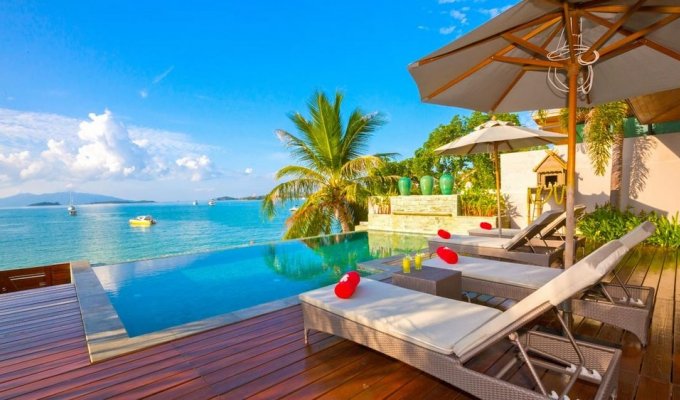 Thailande Location Villa Koh Samui sur la plage avec piscine privée et Personnel