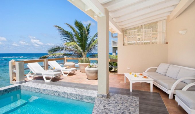 St Maarten Location Villa Dawn Beach sur la plage avec piscine 
