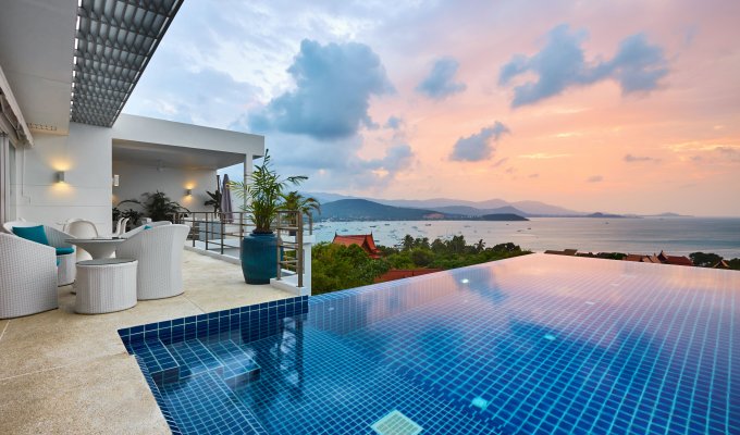 Thailande Location Vacances Villa à Koh Samui de 4 chambres avec vue splendide sur le golfe de Siam et Big Buddah