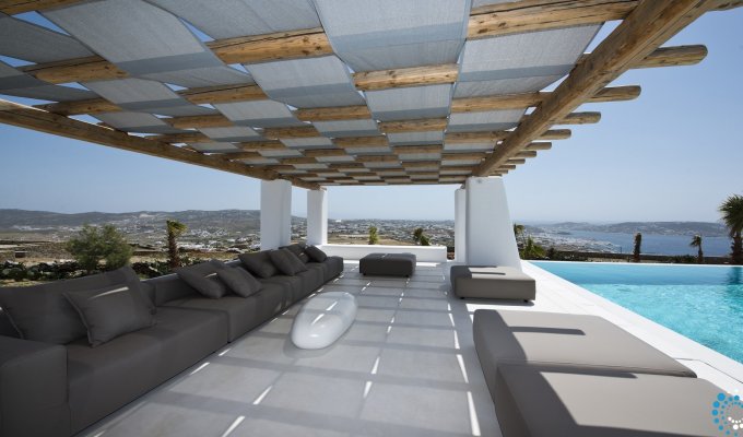 Location villa de Luxe Mykonos surplombant la mer Égée