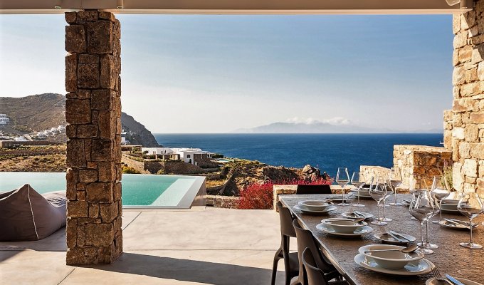 Grece Location Villa Mykonos vue mer avec piscine privée