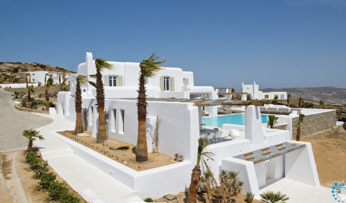 Grece Location Villa Mykonos avec vue sur la ville et la mer Égée 