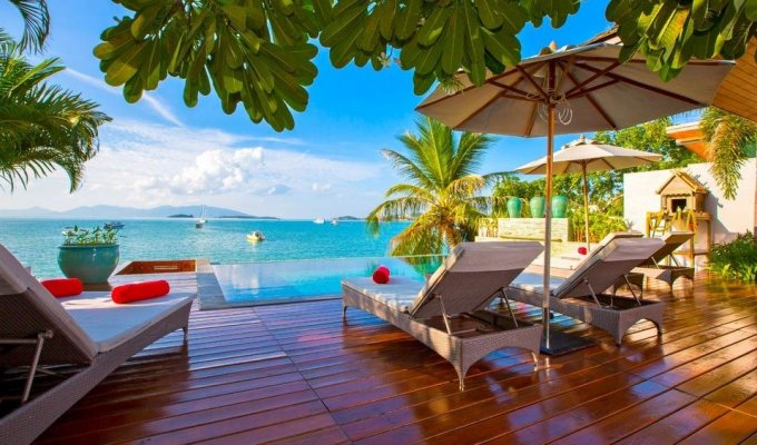 Thailande Location Villa Koh Samui sur la plage avec piscine privée et Personnel