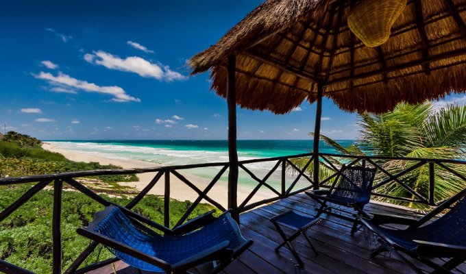 Riviera Maya Location villa Sian Kaan sur la plage de la Réserve de biosphère avec personnel