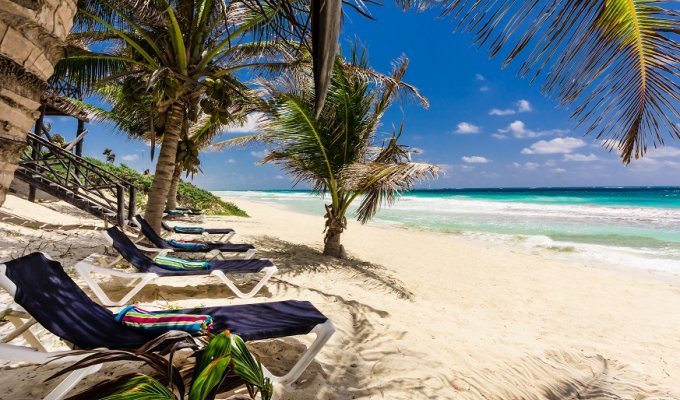 Riviera Maya Location villa Sian Kaan sur la plage de la Réserve de biosphère avec personnel