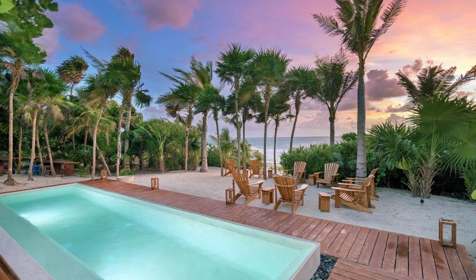 Riviera Maya Location villa Sian Kaan sur la plage de la Réserve de biosphère avec piscine privée et Personnel