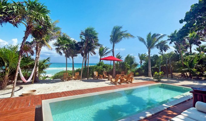 Riviera Maya Location villa Sian Kaan sur la plage de la Réserve de biosphère avec piscine privée et Personnel