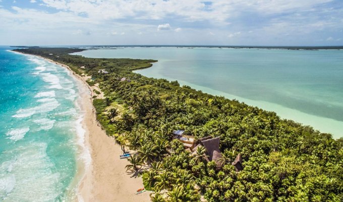 Riviera Maya Location villa Sian Kaan sur la plage de la Réserve de biosphère avec piscine privée et Personnel