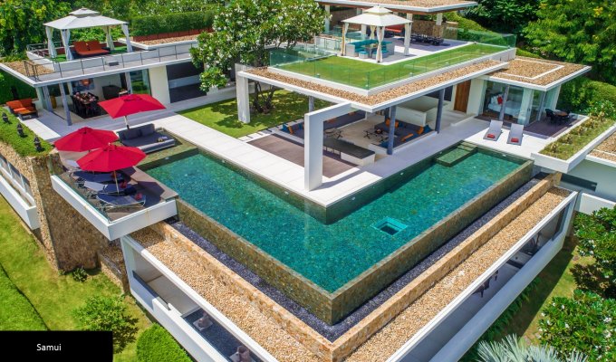 Thailande Location Villa à Koh Samui avec piscine privée, vue sur l'océan et Personnel