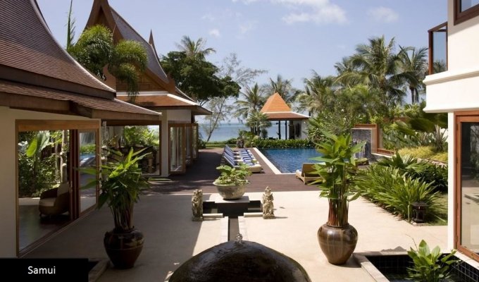 Thailande Location Villa à Koh Samui en bord de plage avec piscine et personnel