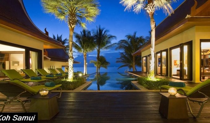 Thailande Location Villa à Koh Samui en bord de plage avec piscine et personnel