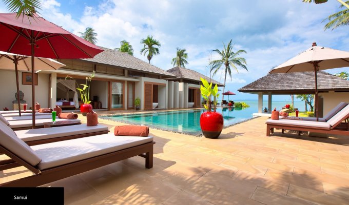 Thailande Location Villa à Koh Samui en front de mer avec piscine privée et Personnel