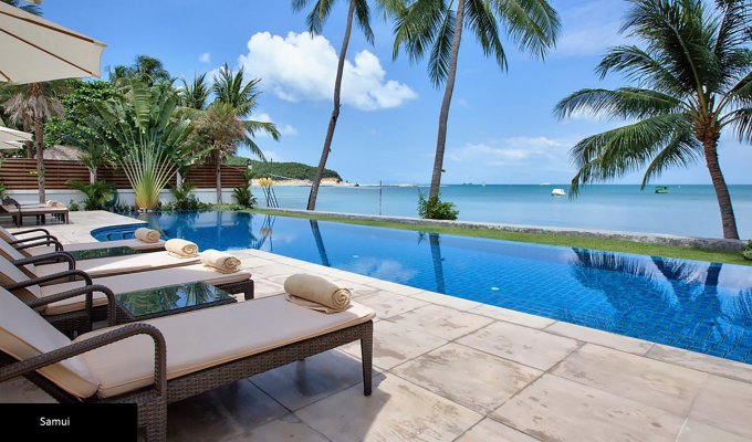 Thailande Location Villa à Koh Samui en front de mer avec piscine privée et Personnel