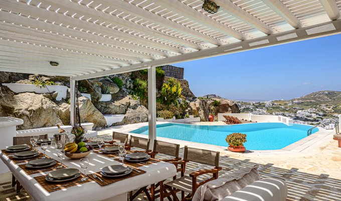 Grece Location Villa Mykonos vue mer avec piscine privée