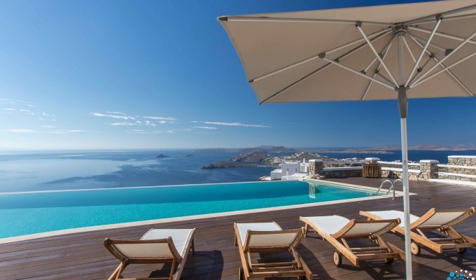 Grece Location Villa de Luxe Mykonos avec piscine privée - Vue panoramique sur la mer Egée