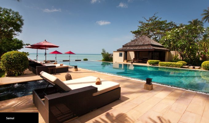 Thailande Location Villa à Koh Samui en bord de plage avec piscine privée et personnel