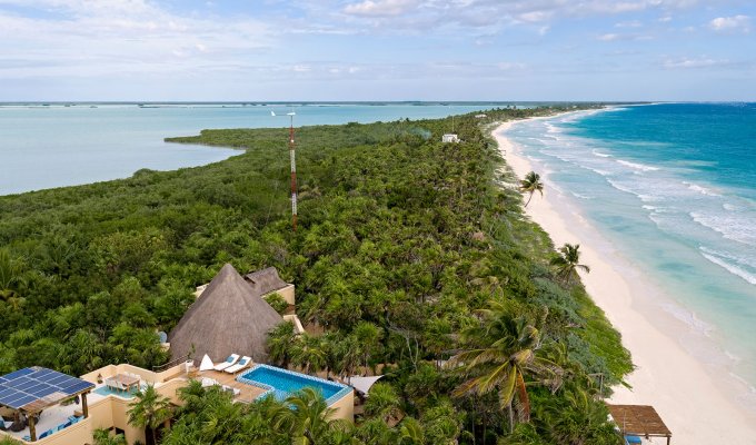 Riviera Maya Location villa Sian Kaan sur la plage de la Réserve de biosphère avec piscine privée et Personnel