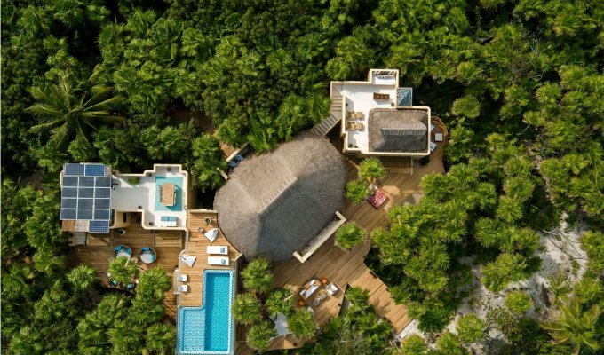 Riviera Maya Location villa Sian Kaan sur la plage de la Réserve de biosphère avec piscine privée et Personnel