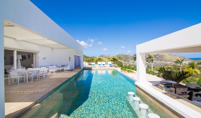 St Martin Location Villa Baie Orientale Piscine privée vue Océan