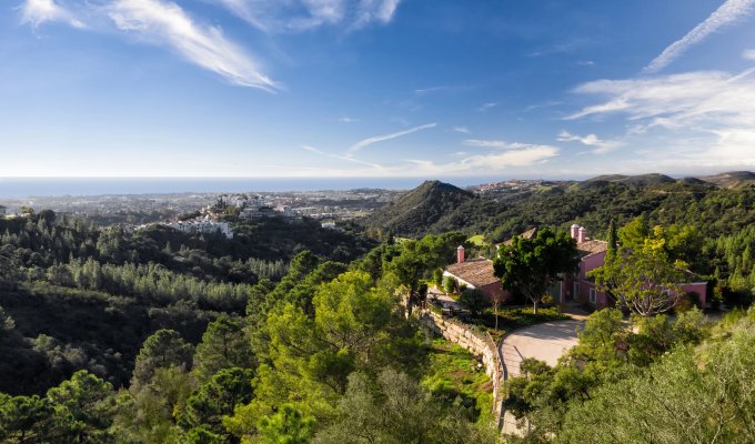 Villa au milieu des pins et cultures