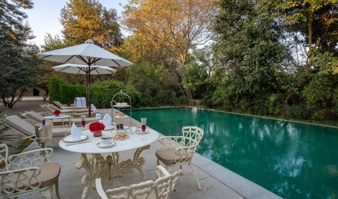 Location villa de luxe Jaipur Rajasthan style résidence royale avec piscine privée, personnel, ménage et petit-déjeuner 