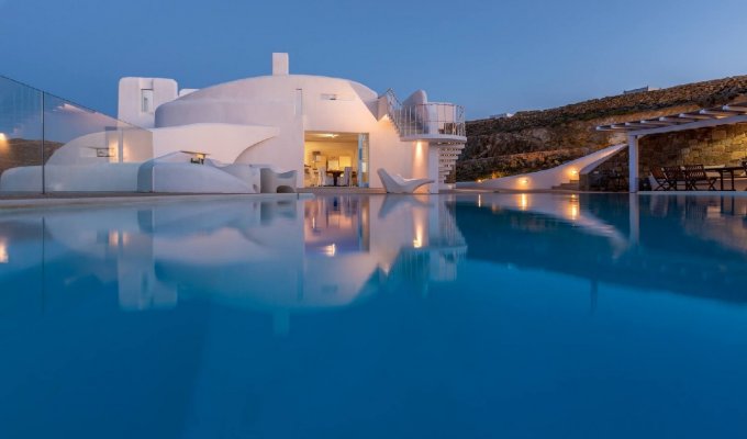 Location villa Mykonos avec piscine privée et vue mer pour 18 pers