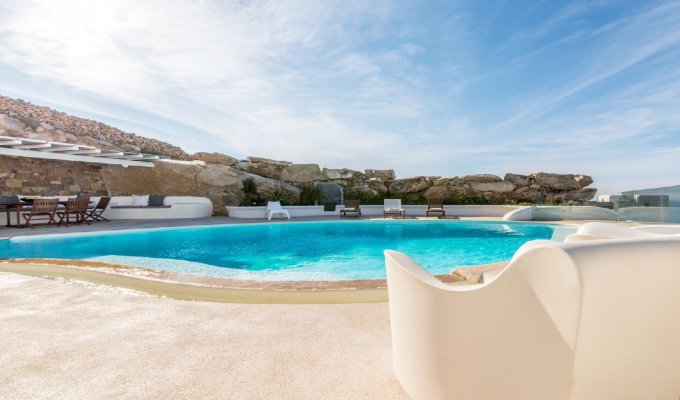 Location villa Mykonos avec piscine privée et vue mer pour 18 pers