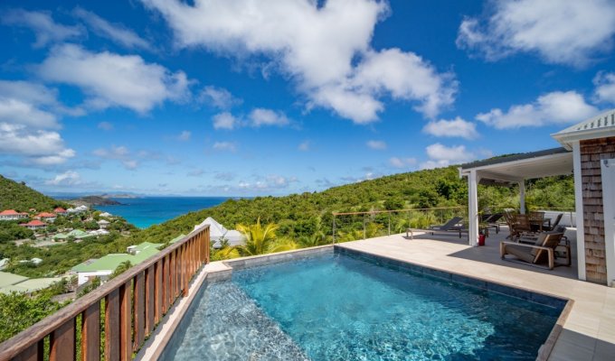 Location Villa St Barthelemy Flamands Vue mer Piscine privée