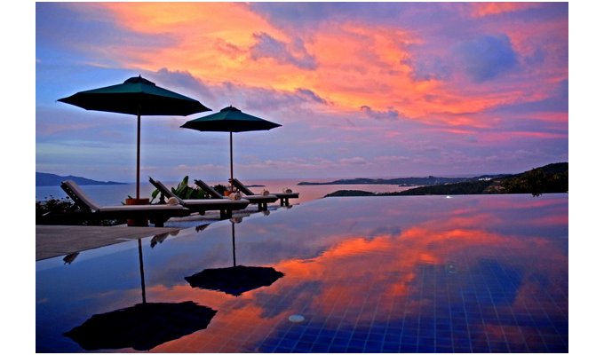 Villa de luxe, location de vacances sécurisée pour les enfants avec piscine privée, jacuzzi et personnel sur les hauteurs de Bophut à Koh Samui