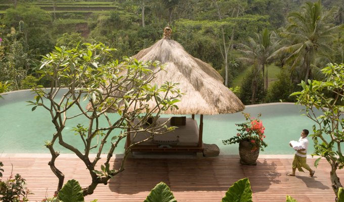 Location de vacances de prestige à Ubud, Villa de Luxe à Ubud, 4 chambres, personnel, 2 piscines et salle de gym
