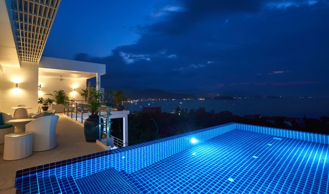 Thailande Location Vacances Villa à Koh Samui de 4 chambres avec vue splendide sur le golfe de Siam et Big Buddah